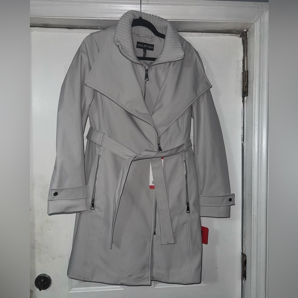 NEW Halston Women’s Water-Resistant Gray Belted Trench Coat – Sizes M & L - Picture 3 of 16